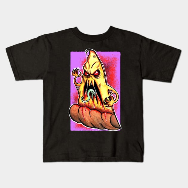 Evil Pizza Kids T-Shirt by Jchurchart